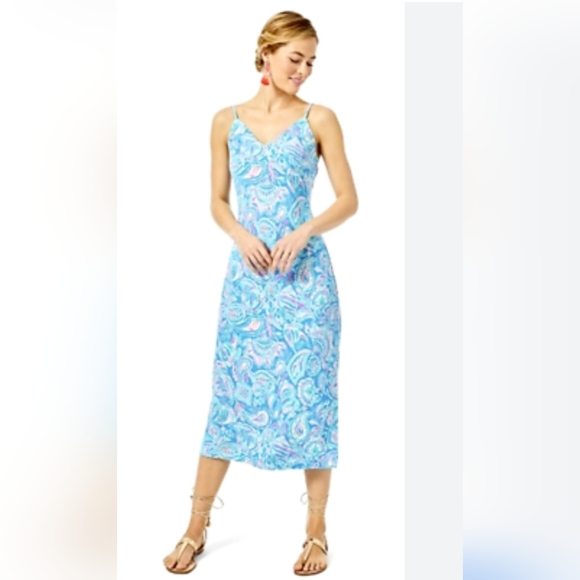 Lilly Pulitzer Dresses & Skirts - LILLY PULITZER MARETTA BIAS MIDI DRESS ZANZBAR BLUE FISH KISS XS